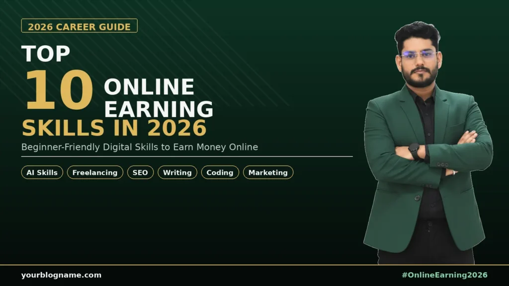 top 10 online earning skills 2026 poster 16x9